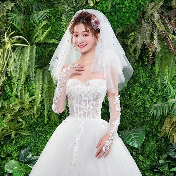 Women\'s A-Lace Fingerless A-White Elbow Length Tulle Gloves Wedding Party Prom